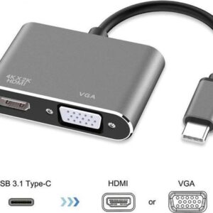 ADAPATATEUR 2 EN 1 TYPE C VERS HDMI ET VGA 4K